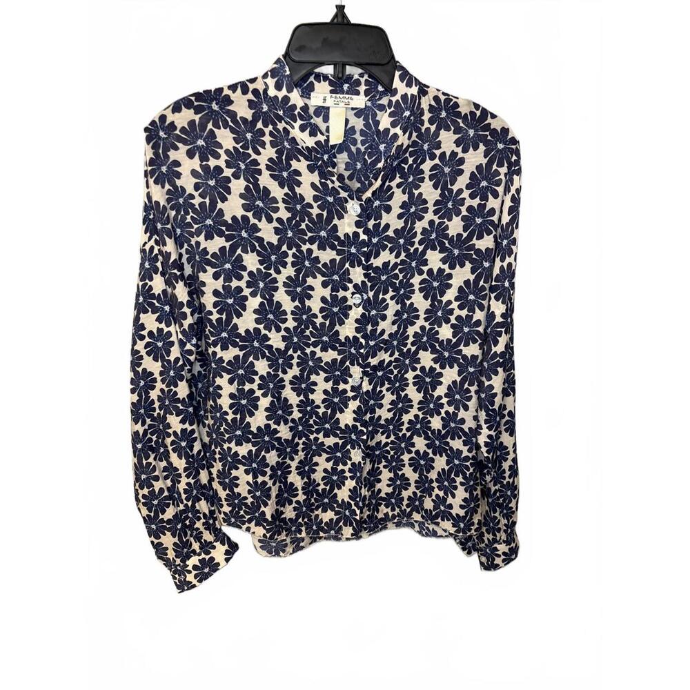 Femme Fatale Women's Floral Button-Up Blouse Shirt Italian made One Size
